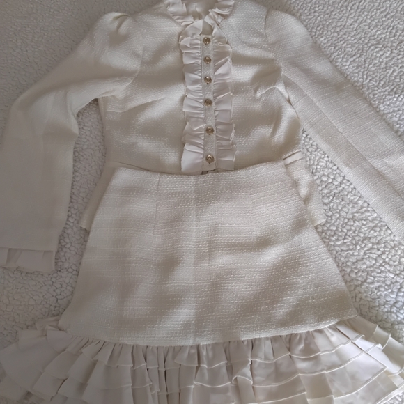 Ivory Ruffle-Front Girls' Formal Dress Set - Picture 1 of 4